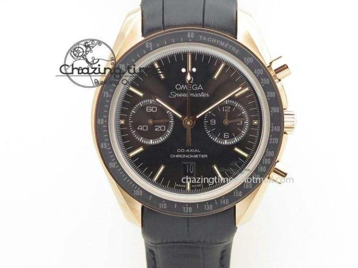 0515 Elegant Seamaster Pro Chrono RG OM Best Edition Black Ceramic Black Dial On Gummy Strap A 8128